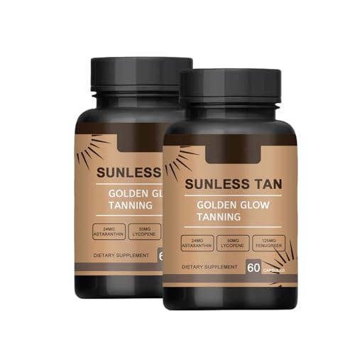 Self Tanning Pills Tanning Blend for a Natural Glow, 2Pcs Sunless Tanning Daily Supplement Golden Glow Tan Pills for Women Face Body Bronzing Tanning Supplement Natural Skin Tone Melanin Tanner Pill