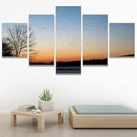 SIGNWIN 5 Panel Canvas Wall Art Birds Farmhouse/Country Group Group Multicolor Photography Realism Relax/Calm Warm for Home Decorations Ready to Hang - 60