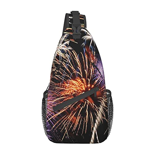 Sac à bandoulière ultra léger pour soulager le dos, imprimé 3D feu d'artifice