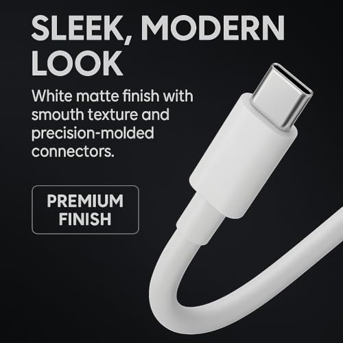 Image of Hoerrye 25W Type C to C PD 3.3 ft Fast Charging USB C Cable for Samsung M56 /M16 /M06 /M05 /M35 /F56 /F16 /F06 / F05 /Tablet /Laptop & Other 45 Watt USB-C Devices High Speed 480 Mbps Data Transfer, White