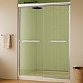 Glass Shower Doors, 44-48 in W x 72 in H Glass Shower Door, 1/4 in(6mm) Tempered Glass, Chrome Aluminum Framed Shower Door for Walk-in Showers, Stainless Steel Handrail