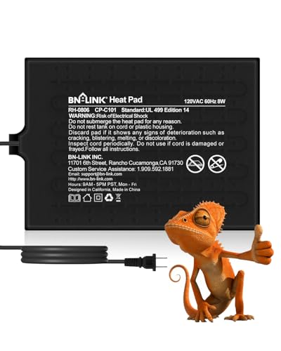 BN-LINK Reptile Heat Pad 6X8 8W for 10-20gal Under Tank Terrarium Heating Mat Waterproof for Turtle Lizard Frogs Snake Hermit Crab