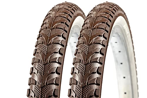 2 Stück 24 Zoll Fahrrad Reifen MITAS 24x1.95 Citybikes 50-507 braun Weiss