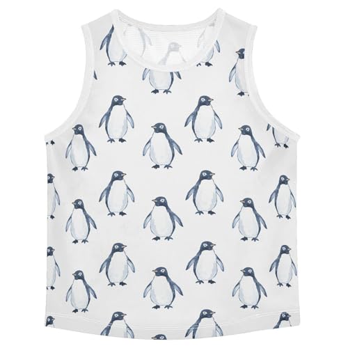 Boys Tank Top Shirts Penguin Watercolor Animal Sleeveless T-Shirts Crew Neck for Kids Clothing Children