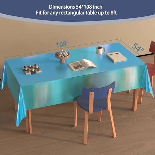 Image of 4 Pack Plastic Tablecloths Disposable Tablet Cover Blue 54 x 108 in