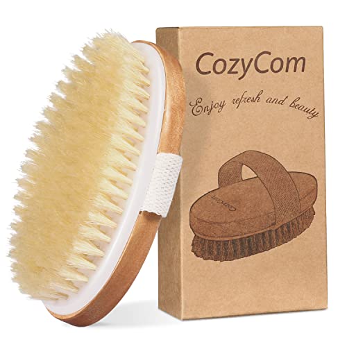Cozycom Professional Dry Brushing Body Brush - Body Brush for Wet or Dry Brushing with Natural Bristle - Dry Brush for Cellulite and Lymphatic - Shower Brush Effectively Improves Skin Health