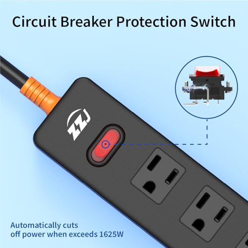 Image of Outdoor Power Strip Weatherproof, IPX6 Waterproof Surge Protector with 4 Wide Outlets, 1625W /13A Overload Protection Switch, 6FT Extension Cord, Wall Mountable for Indoor Outdoor, UL FCC Listed