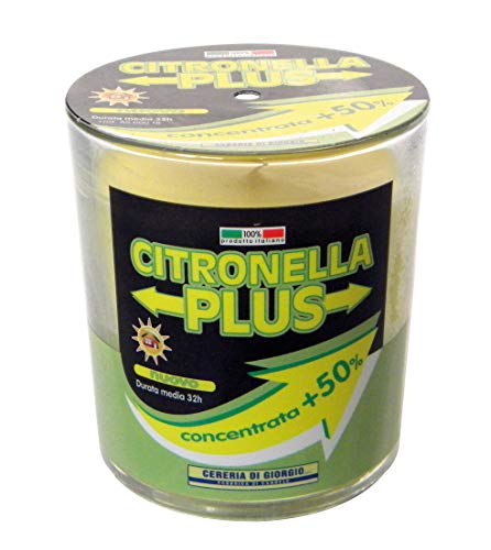 Candela in bicchiere Citronella Plus – Citronella di Java 100% Naturale – Anti Zanzare – Durata 32 Ore – Cereria Di Giorgio