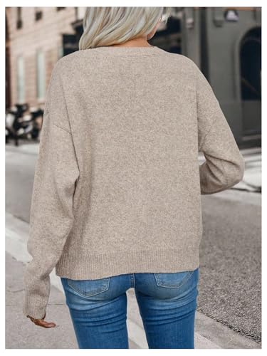 SOLY HUX Sweaters for Women Drop Shoulder Long Sleeve Crew Neck Solid Pullover Tops2