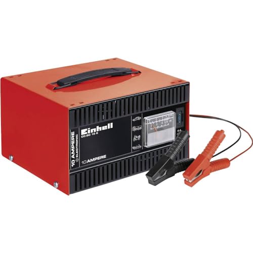 Einhell batteriladdare CC-BC 10 E (för batterier från 5 till 200 Ah, 12 V laddningsspänning, inbyggd ameter, elektronisk laddning)