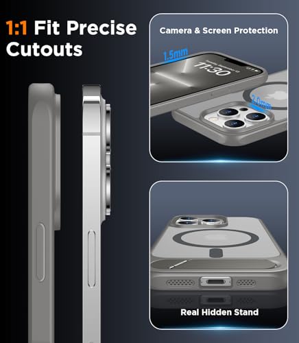 Image of Magnetic Compatible with iPhone 13 Pro Max Case, [Built-in Invisible Kickstand][Compatible with MagSafe] [Military Grade Shockproof] Slim Translucent Matte Phone Case for iPhone 13 Pro Max 6.7 inch