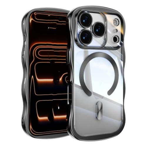 Coque magnétique noire pour iPhone 15 Pro Max transparente et antichoc
