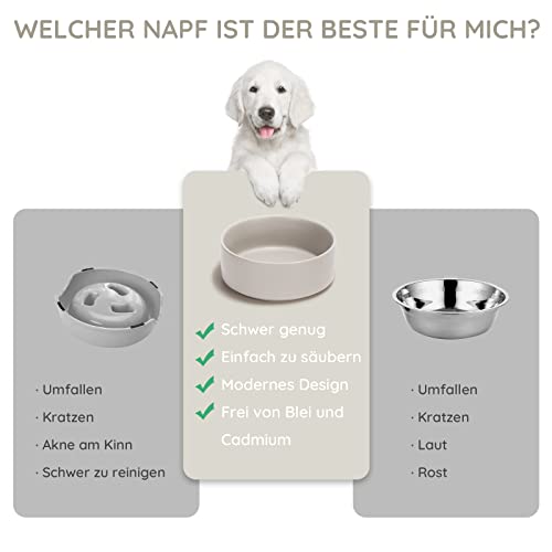 SPUNKYJUNKY Keramik Hundenapf Fressnapf Futternapf Katzennapf Napf für Katzen und Hunde (850ml, Grau)