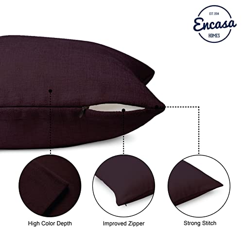 Image of Encasa XO Thick Chenille Throw Pillow Covers Set of 1 | Wine - (24 inchx24 inch) (60x60 cm) | Decorative Accent Square Throw Pillow Cases for Couch, Home Decor, Sofa