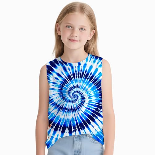 Kids Tie Dye Tank Tops Childrens Sleeveless T-Shirts Hippies Tees for 5-14 Years Boys Girls3