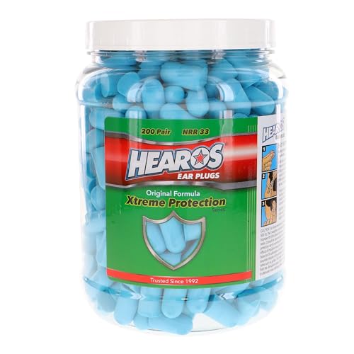 HEAROS Xtreme Protection Foam Ear Plugs, 33dB NRR 33, 200 Pairs (Blue)