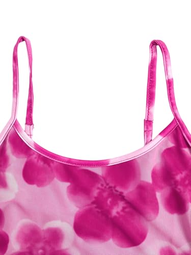 Verdusa Going Out Summer Dresses for Women Vacation Floral Mesh Sleeveless Bodycon Short Dress3