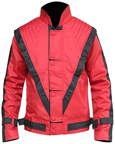 Men's Lightweight Movies Bomber Biker Jacket Collection (Small (Best for Chest Size 38), Thriller Red Cordura Jacket)