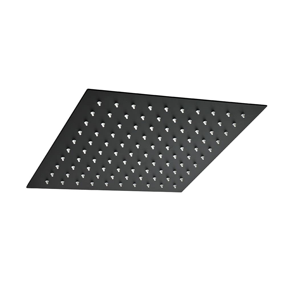 Milano Black Preto 300Mm Square Ultra Thin Fixed Rainfall Shower Head