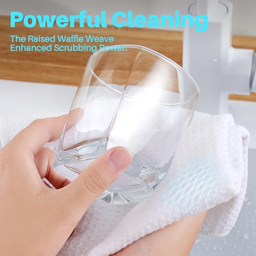 Image of JOYMOOP Microfiber Waffle Weave Cleaning Cloth,Highly Absorbent Kitchen Towels,Quick Drying Lint Free Dish Towels for Kitchen,9 Pack,White,11.8x11.8 inch