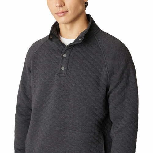 Eddie Bauer Mens Midweight Quarter Snap Mock Quilted Pullover | Gray, XXL