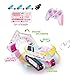 Kodbiby Pink RC Excavator, 6 Channel 2.4Ghz RC Construction Vehicle,1:24 Scale Pink Excavator Toy with 360° Rotation, Light Sound and DIY Stickers Birthday Gift for Teens Adults (3 Battery)