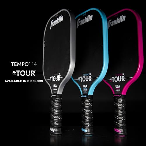 Image of Franklin Sport Pro Pickleball Paddles - FS Tour Series Carbon Fiber Paddles - Official USA Pickleball (USAPA) Approved - Tempo Pro Player - 14mm Polymer Core - Pink