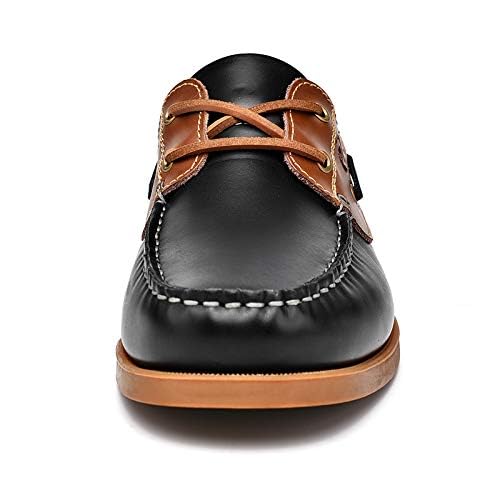 UPIShi Men's Leather Boat Shoe Casual Handsewn Moccasin Toe Comfort Loafers 6