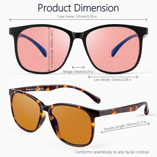 Image of Fluorescent-41 Pink Tinted Blue Light Blocking Glasses for Migraine, Light Sensitivity, Photophobia JF5002