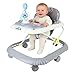 4-in-1-Baby-Lauflernhilfe, faltbarer Lauflernwagen für Babys mit interaktivem Spieltisch mit Geräuschen, Kippschutz, Gehhilfe mit Silikonrädern und 4 Höhenpositionen, von 6 bis 18 Monaten (Grau-67*72