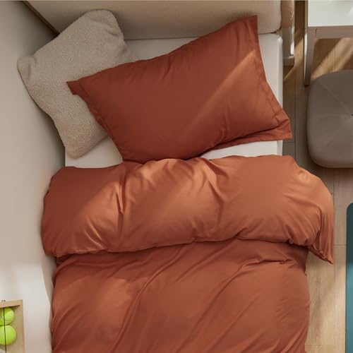 Image of Bedsure Duvet Cover Twin /Twin XL Size - Soft Double Brushed Bedding Set for Kids & Adults, Zipper Closure, 2 Pieces, Includes 1 Duvet Cover (68 inchx90 inch) & 1 Pillow Sham, NO Comforter, Terracotta