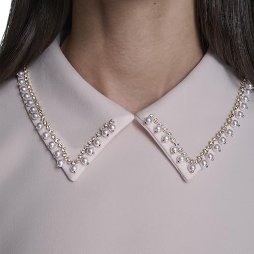 Image of Karl Lagerfeld Women's Short Puff Sleeve Embellished Collar A-line Mini Dress