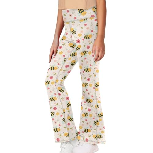 Bee Girls' Leggings Cross Flare Pants Soft Stretchy High Waisted Pants for Kids Child Yoga Dance 5-14 Years
