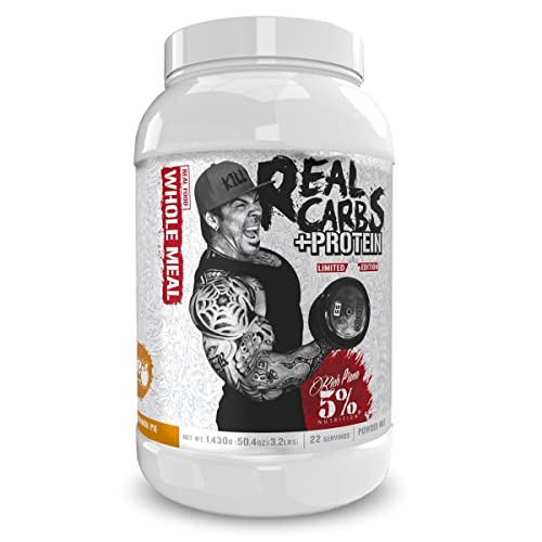 5% Nutrition Rich Piana Real Carbs + Protein | Clean Mass Gainer Protein Powder | Real Food Carbohydrate Fuel For Pre Workout/Post-Workout Recovery Meal | 3.2 Lb, 22 Srvgs (Banana Nut Bread) #TOP8