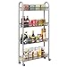 HOMFA 4-Tier Gap Kitchen Slim Slide Out Storage Tower Rack with Wheels, Cupboard with Casters - Silver