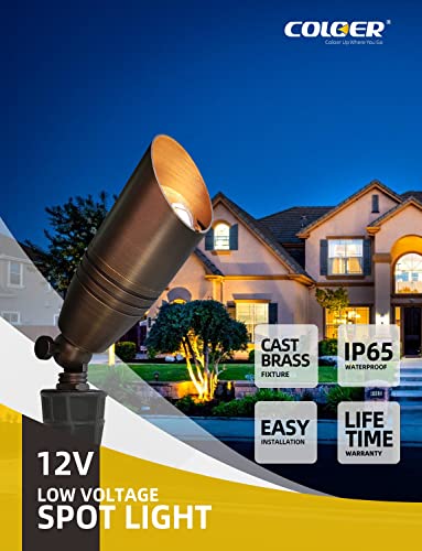 Coloer Die-Cast Brass Landscape Spot Lights Outdoor, 12V Ac/Dc Low Voltage Landscape Lighting Fixture, Ip65 Waterproof Directional Uplight Outdoor For Yard(102B,12-Pack Without Bulb) #TOP1