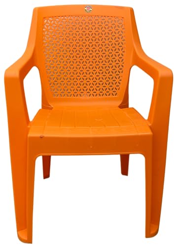 Image of SkyGlamour Cello Sonet Plastic Chair | Mid Size Plastic Chair for Home, Living Room, Garden Indoor and Outdoor use |Plastic Chairs Set of 4 (Colour: Orange; Set of 4)