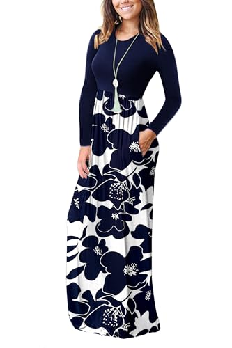 Image of AUSELILY Women's Classic Long Sleeve Dress Loose Plain Long Casual Maxi Dresses with Pockets 2026