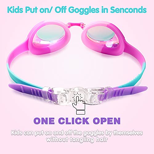 Image of Keary Kids Swim Goggles for Toddler Children Girls Boys Youth, Anti-Fog Waterproof UV Protection Clear Vision