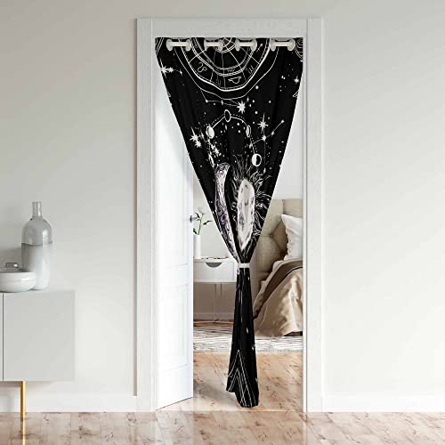 Loussiesd Sun Moon Privacy Blackout Thermal Insulated Door Curtain-Boho Exotic Style,Galaxy Room Darkening-132x203cm,1Panel - Image 2