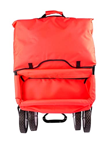 BURI Ultrasport Faltbarer Wagen Bollerwagen Handwagen - Strand Transportwagen mit Seitentasche Picknickwagen Handkarre mit Transporthülle, Rot bis 55kg – Bild 6