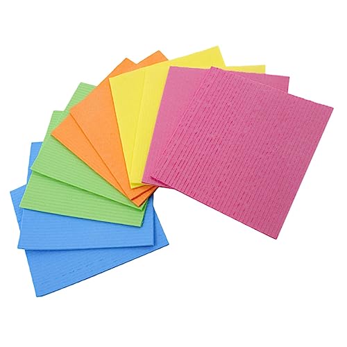 Operitacx 10個 再利用可能な木?棉吸水性ふきん 柔らかいセルローススポンジクロス 食器用 キッチン用掃除 強力洗浄 キズ防止設計