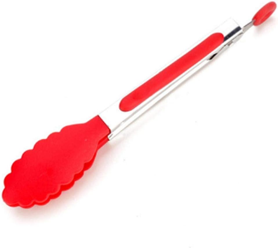 Silicone Food Clamp Stainless Steel Kitchen Non-slip Cooking Barbecue Salad Tool Accessories(D)