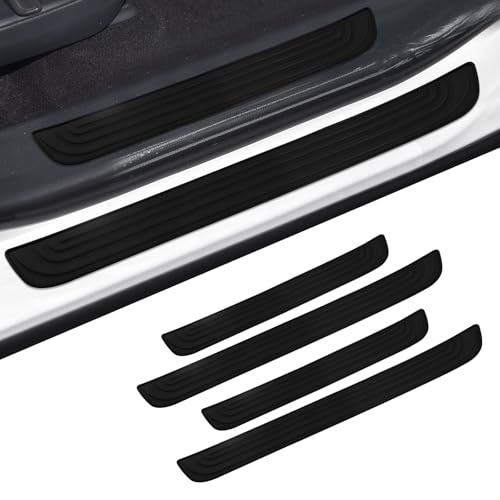 Wogomz 4PCS Car Door Sill Protector, Anti-Scratch Car Door Threshold Protection, Waterproof Automotive Door Edge Step Shield Cover, Universal Vehicle Threshold Cover Strips Sticker (Black)