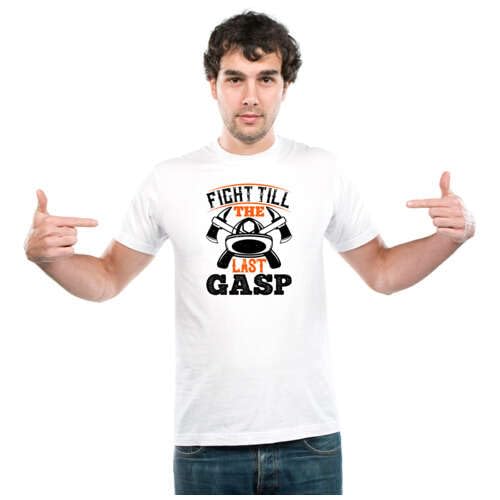 UDNAGUnisex Round Neck Graphic 'Firefighter | Fight Till The Last Gasp' Polyester T-Shirt White [Size 2YrsOld/22in to 7XL/56in]