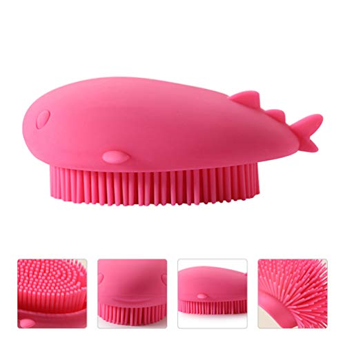 NUOBESTY Escova de banho de silicone em forma de baleia, xampu para banho de bebê, escova esfoliante