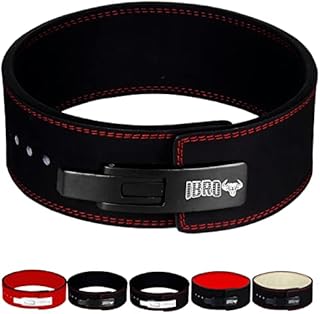 IBRO Powerlifting Lever Gym Belt – Power 10MM Extreme Heavy Duty Genuine Leather Belts - Squats Deadlifts Bodybuilding Weight Lifting IPF Power Lifting Strongman for Men AllBlack L
