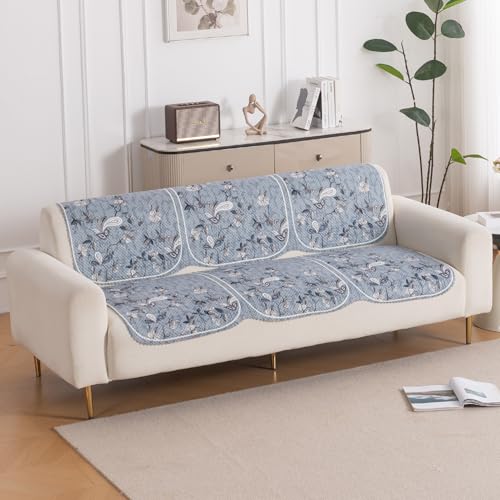 Image of HOKIPO HeavenHue Sofa Cover 3 Seater for Seat & Back, Frosted Petals