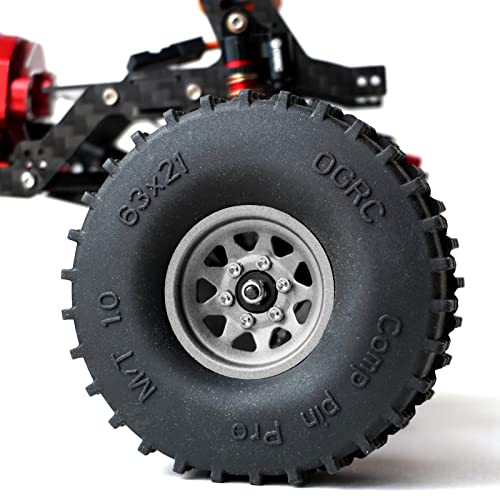 Image of OGRC 1.0 RC Wheel Rims with Brass Rings Deep Dish Wheel Rims 1.0 Beadlock Wheels for 1 /18 TRX4M 1 /24 SCX24 C10 JLU Deadbolt Gladiator Bronco Crawler Car (Grey)