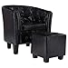 Produktbild vidaXL Sessel mit Fußhocker Clubsessel Loungesessel Cocktailsessel Relaxsessel Bar Stuhl Sofa Büro Möbel Polstersessel Schwarz Kunstleder
